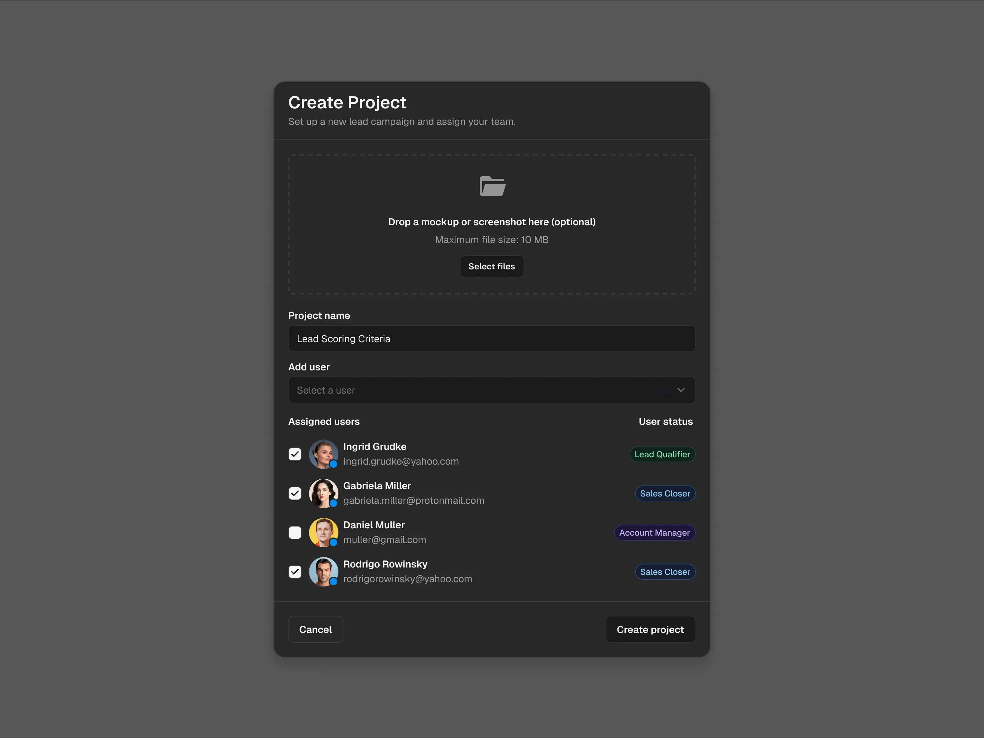 Cover of Create Projects Form